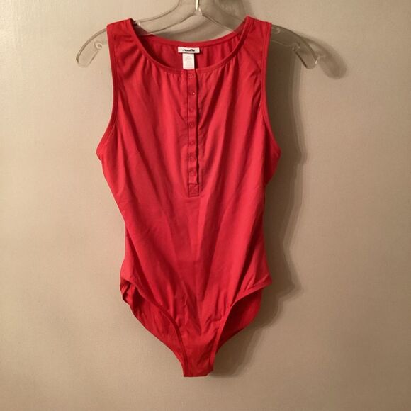 ANDIE SIZE M/T THE MALIBU ONE PIECE RED SNAP FRONT SWIMSUIT TALL LONG - Picture 3 of 7